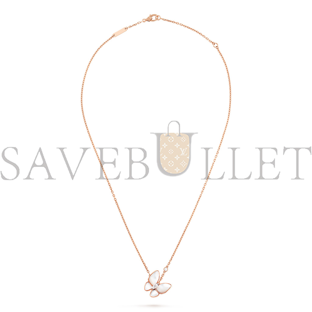 VAN CLEEF ARPELS TWO BUTTERFLY PENDANT - ROSE GOLD, DIAMOND, MOTHER-OF-PEARL  VCARO8FO00